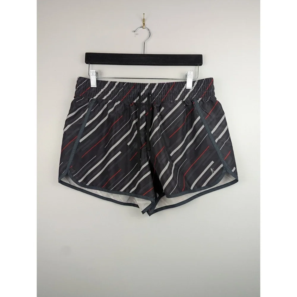 Danskin Now Women's Shorts Large Multicolor Striped Gray Jogging Gym Athleisure‎